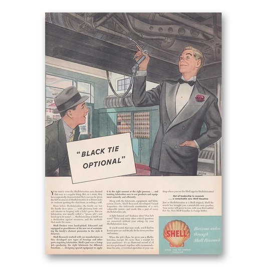 1946 Shell Service Stations Black Tie Optional Vintage Magazine Print Ad