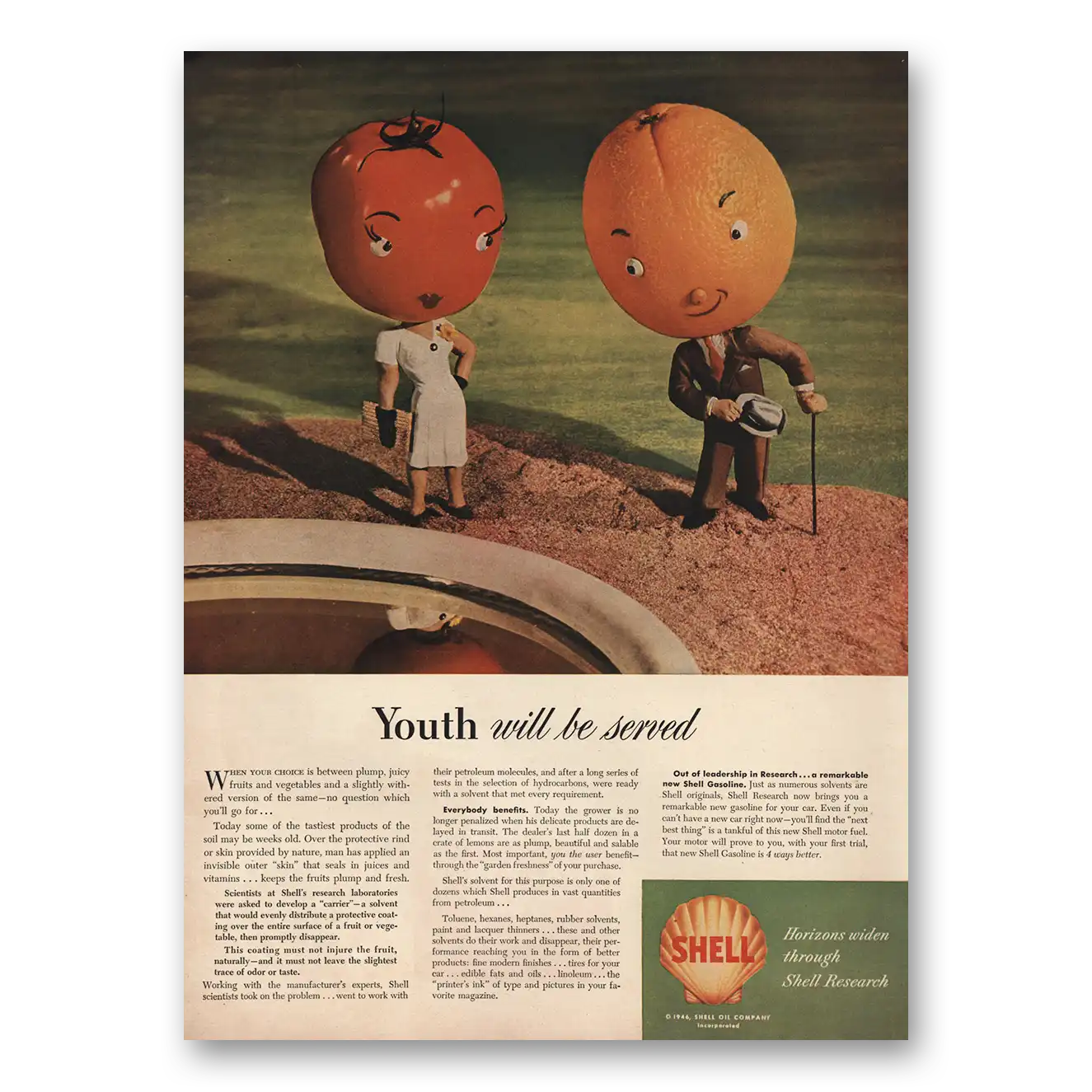 1946 Shell Research Youth Will Be Served Vintage Magazine Print Ad