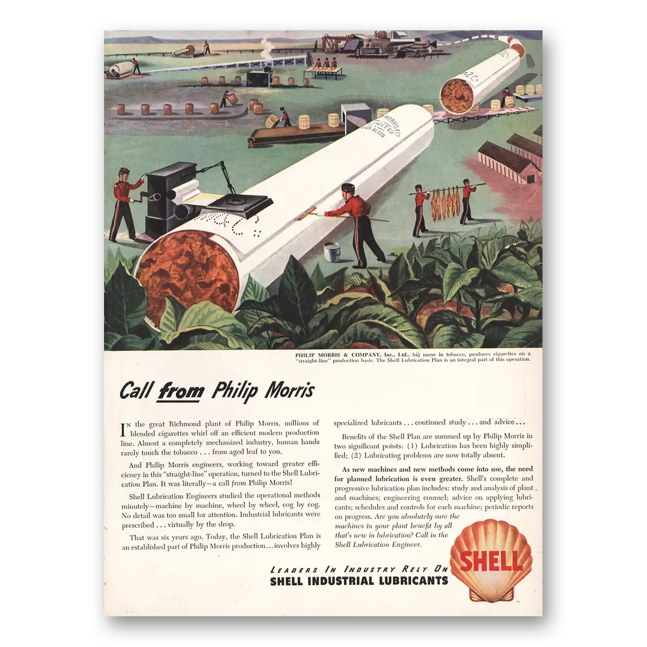 1946 Shell Lubricants Industrial Lubricants Philip Morris Vintage Magazine Print Ad