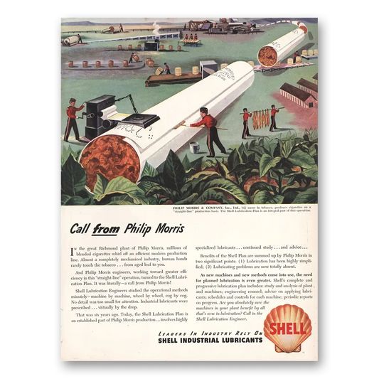 1946 Shell Lubricants Industrial Lubricants Philip Morris Vintage Magazine Print Ad