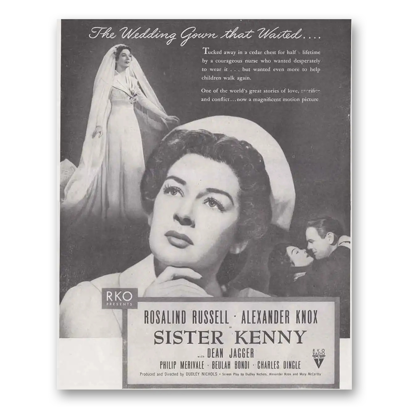 1946 Sister Kenny Movie Promo RKO Rosalind Russell Vintage Magazine Print Ad