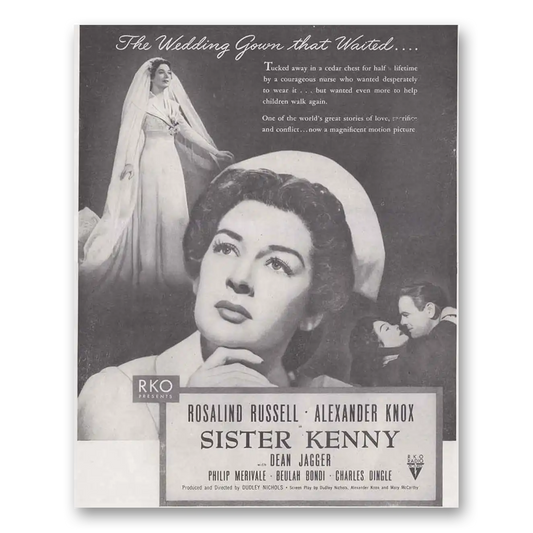 1946 Sister Kenny Movie Promo RKO Rosalind Russell Vintage Magazine Print Ad