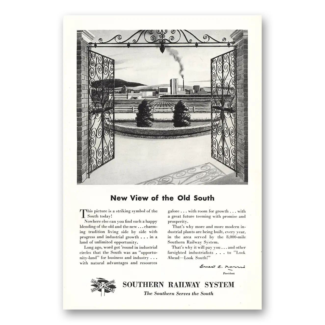 1946 Southern Railway New View of the Old South Vintage Magazine Print Ad