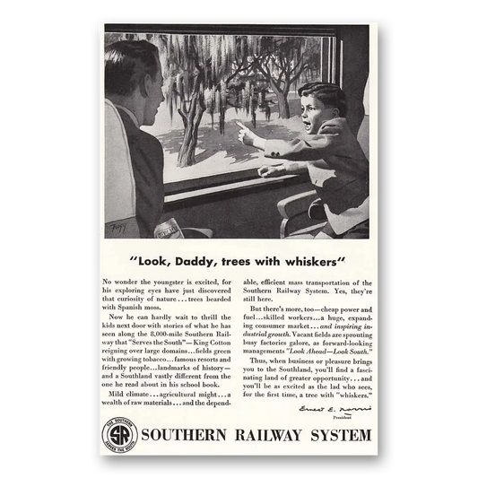 1946 Southern Railway Trees with Whiskers Vintage Magazine Print Ad