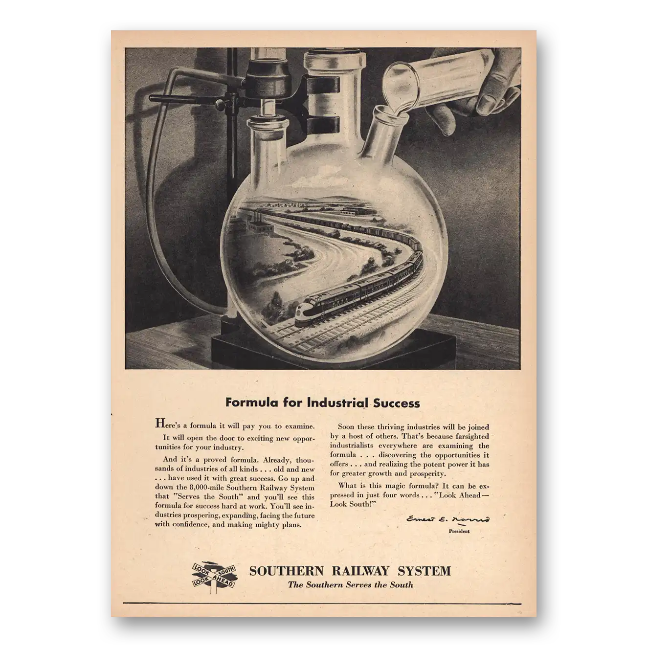 1946 Southern Railway Formula Industrial Success Vintage Magazine Print Ad