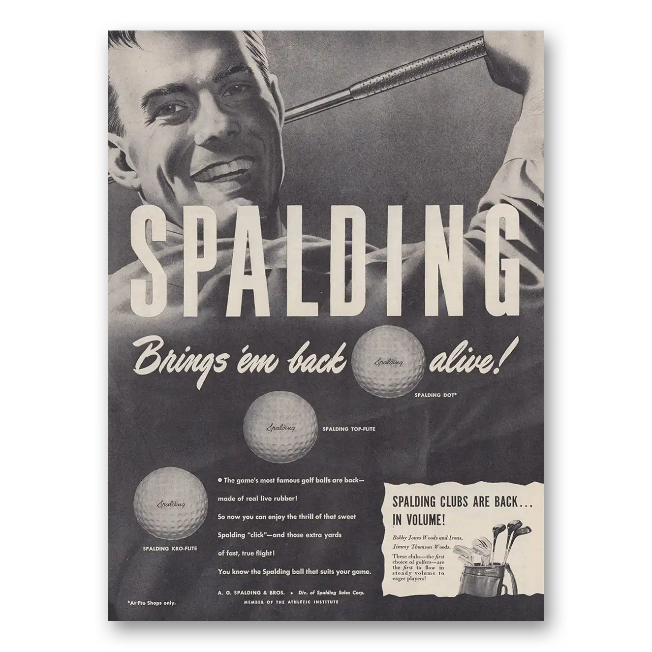 1946 Spalding Golf Balls Em Back Alive Vintage Magazine Print Ad