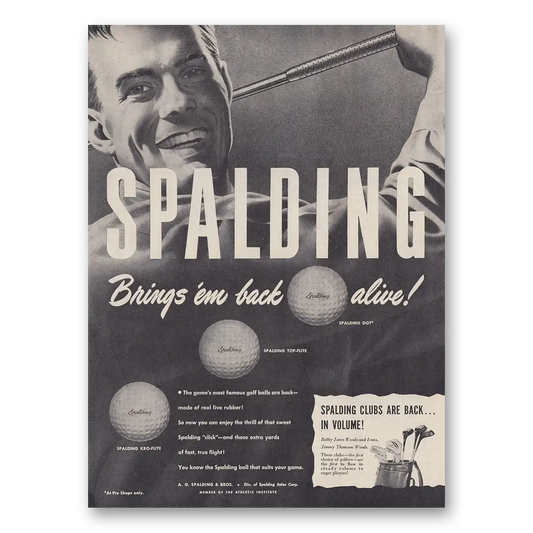 1946 Spalding Golf Balls Em Back Alive Vintage Magazine Print Ad