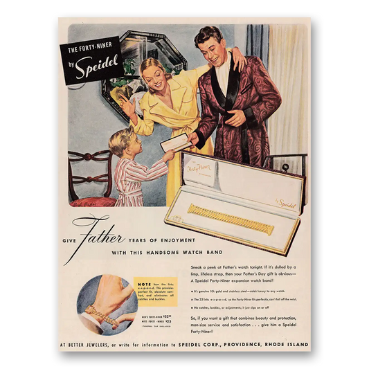 1946 Speidel Watchband Give Father Years of Enjoyment Vintage Magazine Print Ad