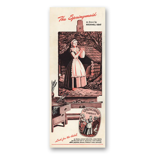 1946 Springmaid Fabrics Springmaid Rockwell Kent Vintage Magazine Print Ad