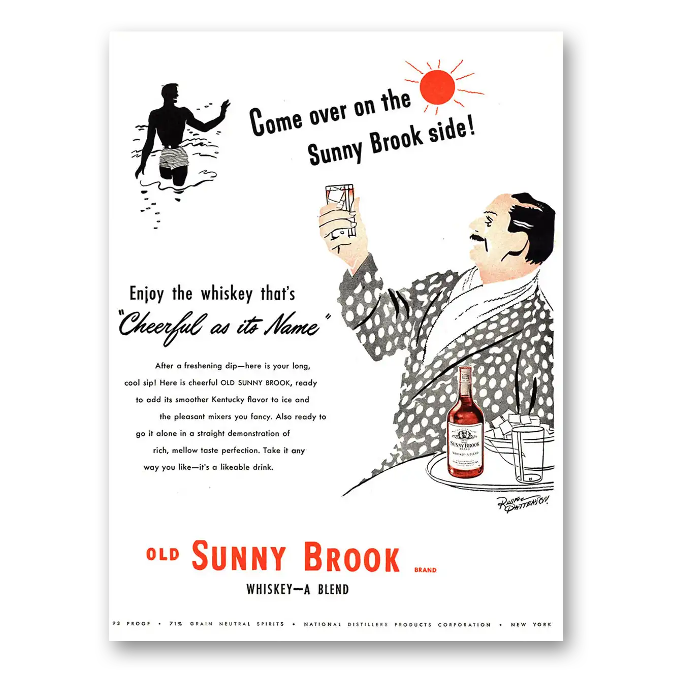 1946 Sunny Brook Whiskey Come Over On the Sunny Brook Side Vintage Magazine Print Ad