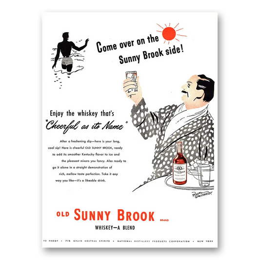 1946 Sunny Brook Whiskey Come Over On the Sunny Brook Side Vintage Magazine Print Ad