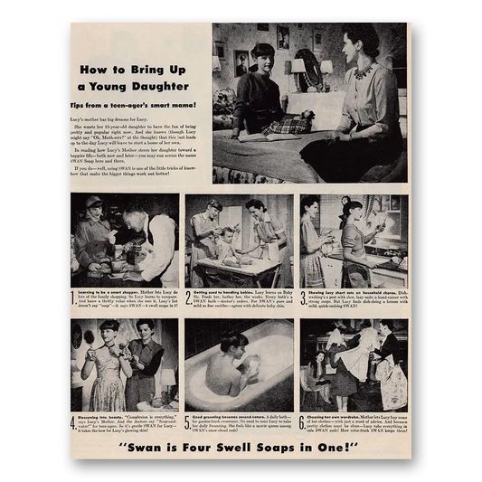 1946 Swan Soap How To Bring Up a Young Daughter Vintage Magazine Print Ad