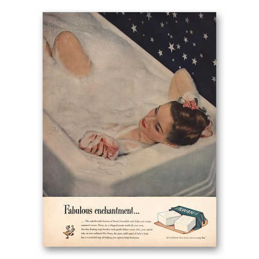 1946 Swan Soap Fabulous Enchantment Vintage Magazine Print Ad