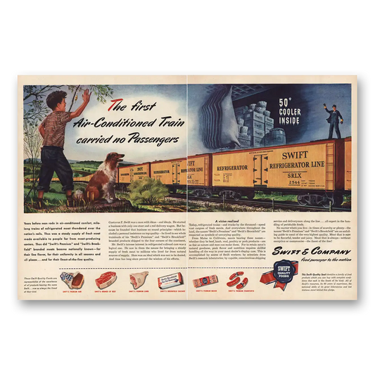 1946 Swift and Company Air Conditioned Train Vintage Magazine Print Ad