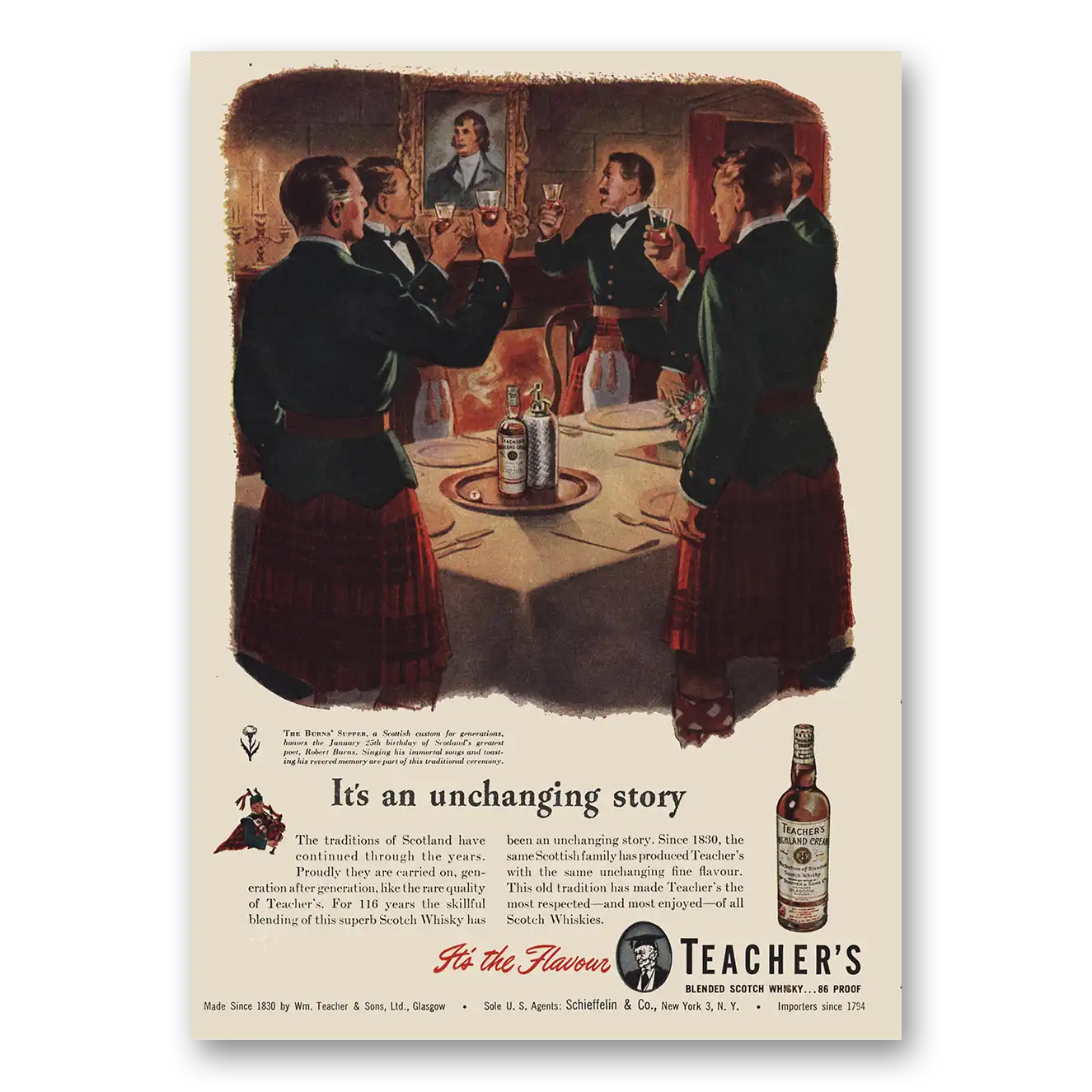 1946 Teachers Whisky An Unchanging Story Vintage Magazine Print Ad