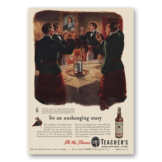 1946 Teachers Whisky An Unchanging Story Vintage Magazine Print Ad