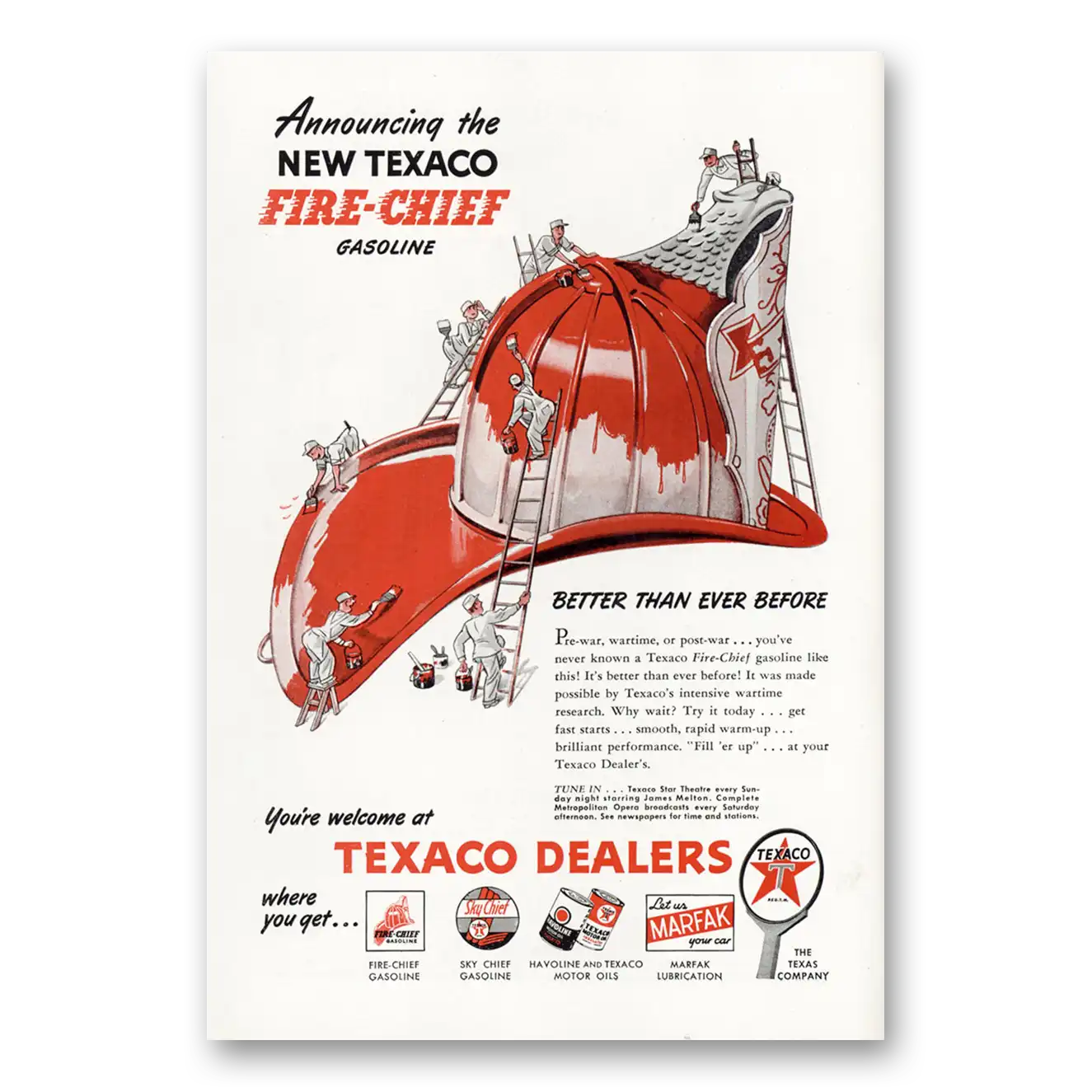 1946 Texaco Fire Chief Gasoline Painters Better Than Ever Vintage Magazine Print Ad