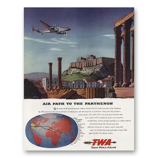 1946 TWA Path to the Parthenon Vintage Magazine Print Ad