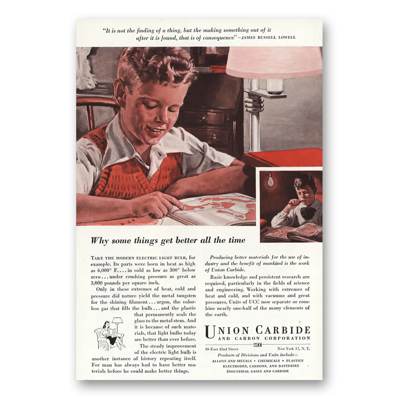 1946 Union Carbide Why Some Things Get Better All the Time Vintage Magazine Print Ad