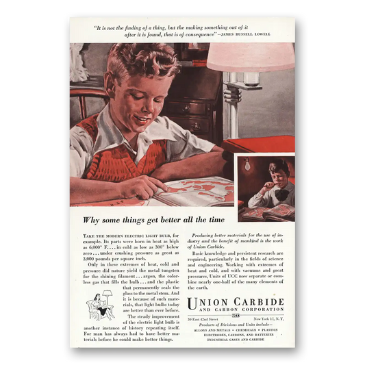 1946 Union Carbide Why Some Things Get Better All the Time Vintage Magazine Print Ad