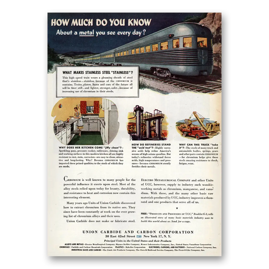 1946 Union Carbide How Much Do You Know Vintage Magazine Print Ad