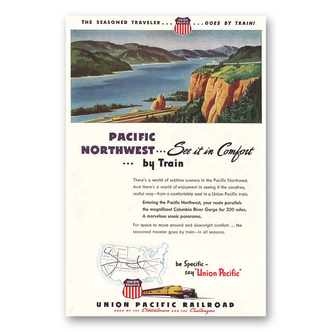 1946 Union Pacific Railroad Pacific Northwest Vintage Magazine Print Ad