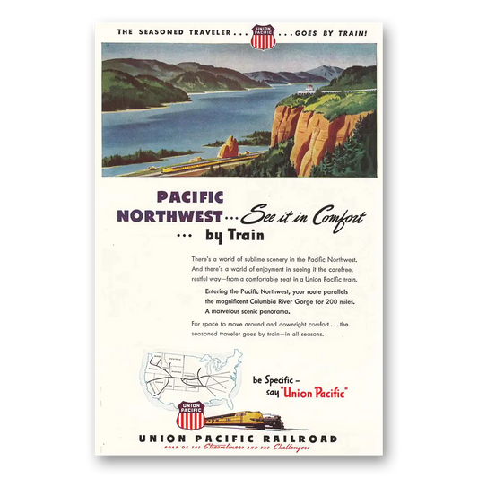 1946 Union Pacific Railroad Pacific Northwest Vintage Magazine Print Ad