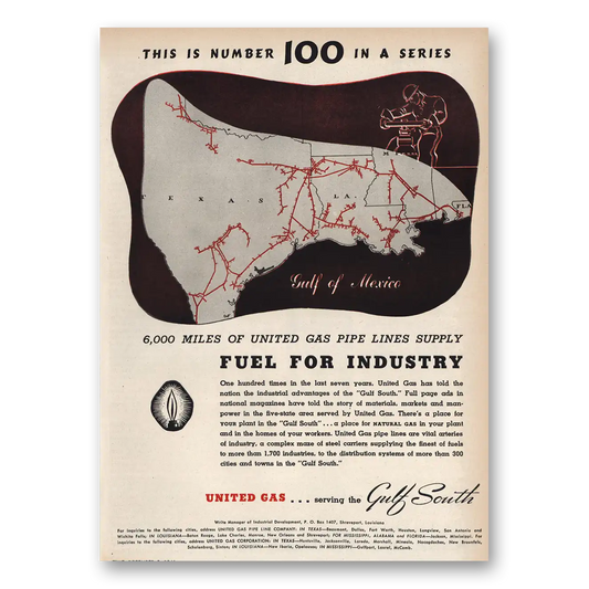 1946 United Gas Fuel for Industry Vintage Magazine Print Ad