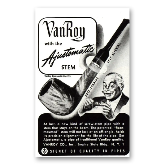 1946 VanRoy Pipes Ajustomatic Stem Screw Stem Vintage Magazine Print Ad