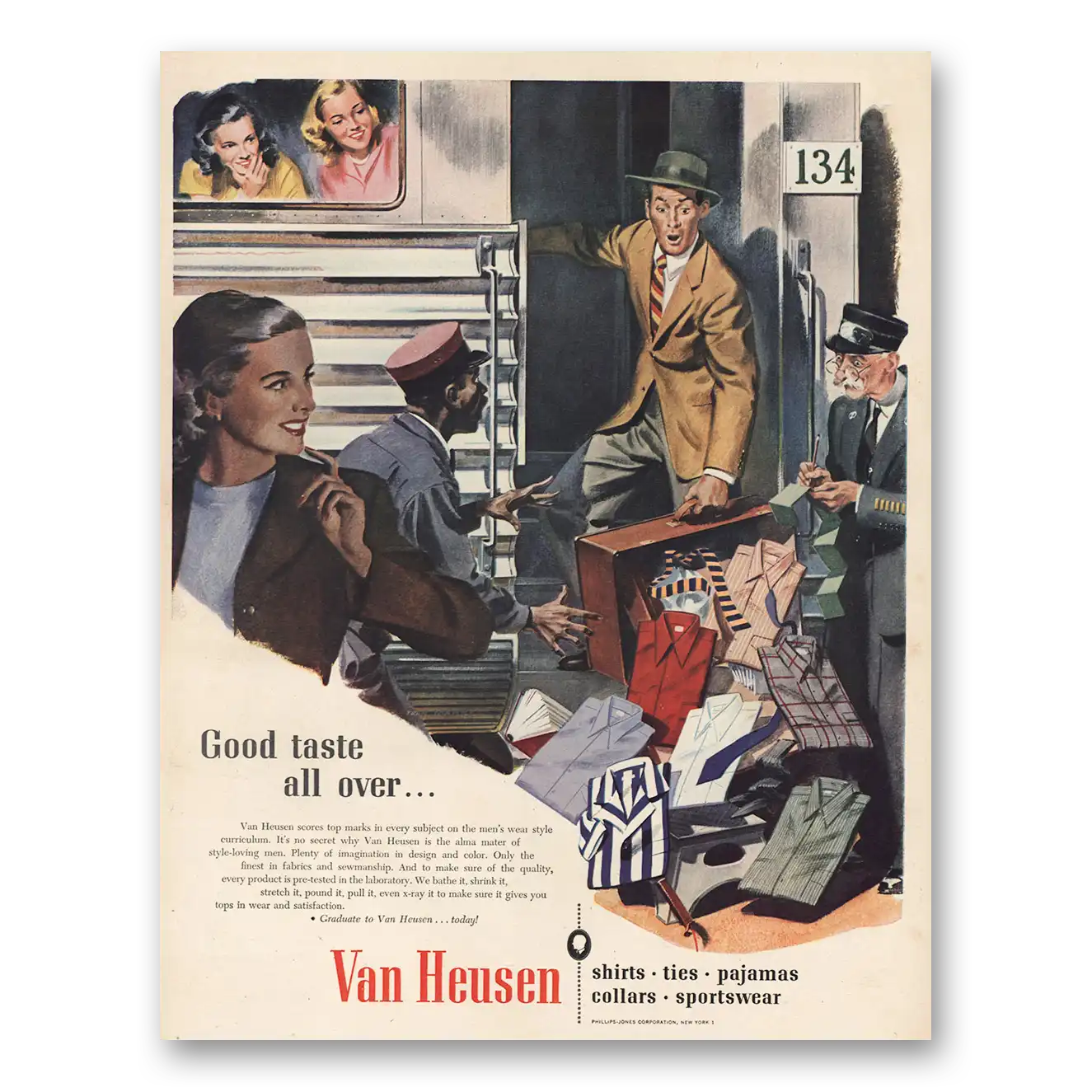 1946 Van Heusen Shirts Good Taste All Over Train Vintage Magazine Print Ad