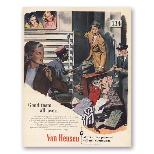 1946 Van Heusen Shirts Good Taste All Over Train Vintage Magazine Print Ad