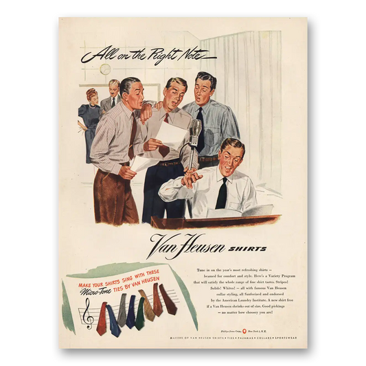 1946 Van Heusen Shirts All On the Right Note Vintage Magazine Print Ad