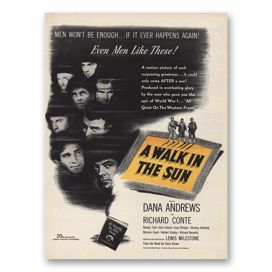 1946 A Walk In the Sun Movie Promo Dana Andrews and Richard Conte Vintage Magazine Print Ad