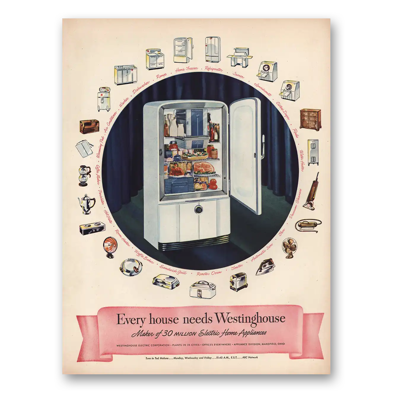 1946 Westinghouse Refrigerator Every House Needs Vintage Magazine Print Ad