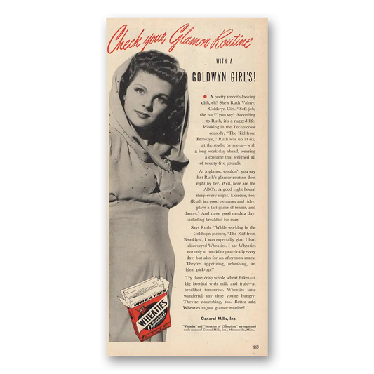 1946 Wheaties Cereal Goldwyn Girls Vintage Magazine Print Ad