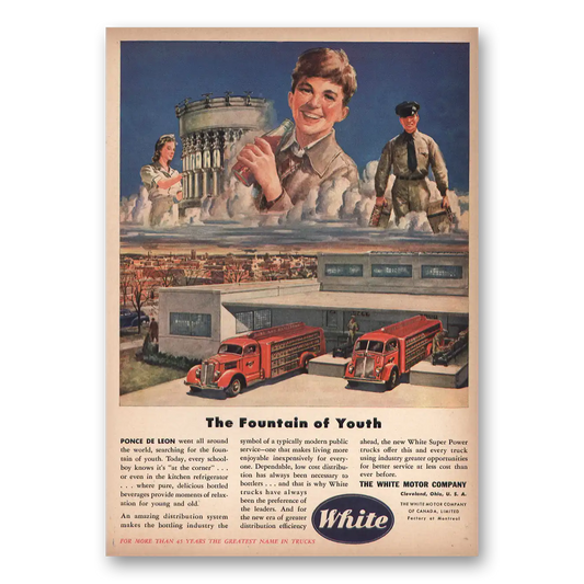 1946 White Trucks Fountain of Youth Vintage Magazine Print Ad