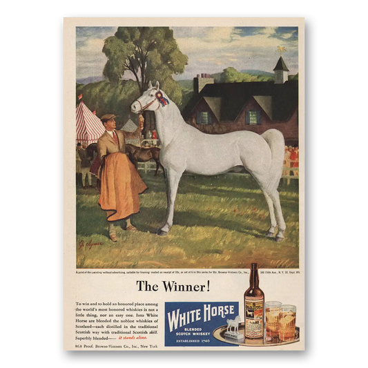 1946 White Horse Scotch Whisky Winner Vintage Magazine Print Ad