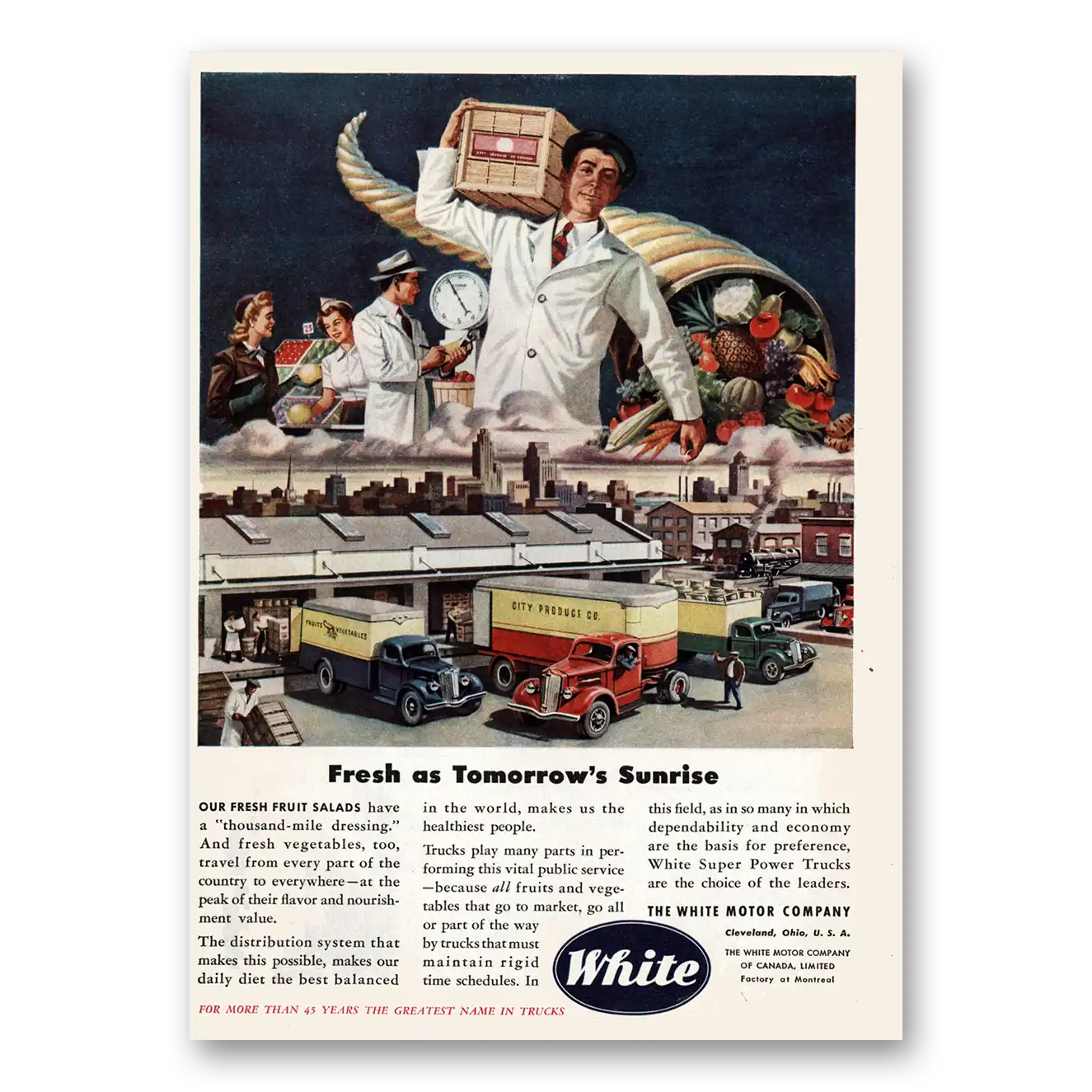 1946 White Trucks Fresh as Tomorrows Sunrise Vintage Magazine Print Ad