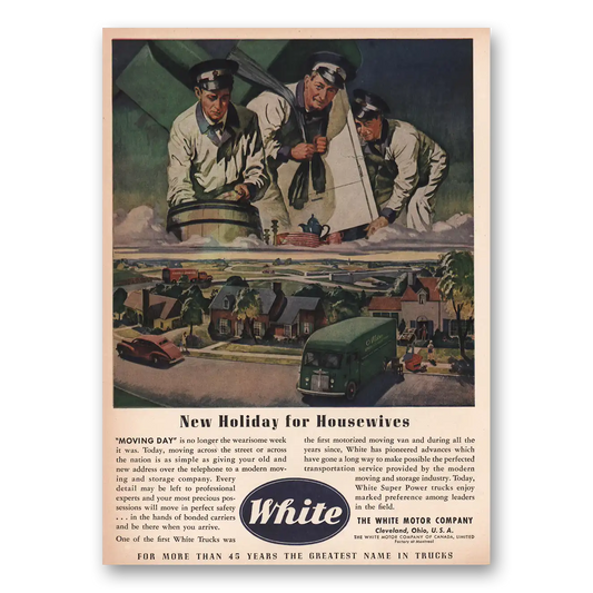 1945 White Trucks New Holiday for Housewives Vintage Magazine Print Ad