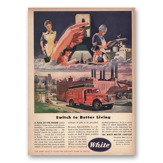 1946 White Trucks Switch to Better Living Vintage Magazine Print Ad