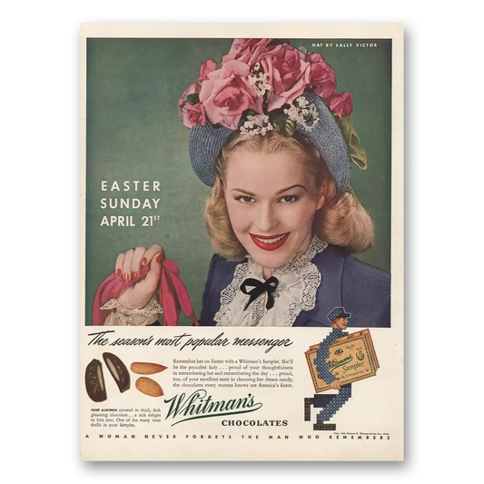 1946 Whitmans Chocolates Easter Sunday April 21st Vintage Magazine Print Ad