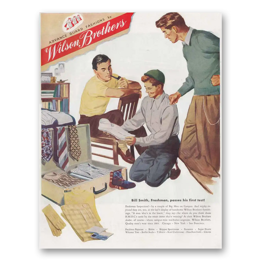 1946 Wilson Brothers Shirts Fashions Bill Smith Freshman Vintage Magazine Print Ad