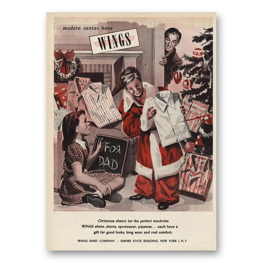 1946 Wings Shirts Modern Santas Vintage Magazine Print Ad