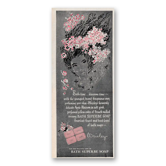 1946 Wrisley Bath Supreme Soap Bath Time Blossom Time Vintage Magazine Print Ad