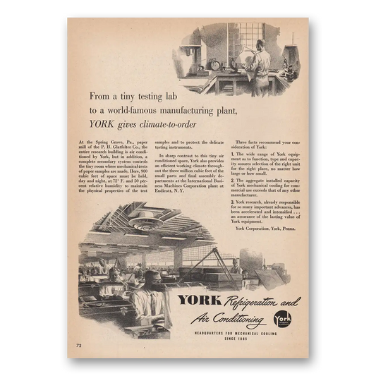 1946 York Corporation Climate to Order Vintage Magazine Print Ad