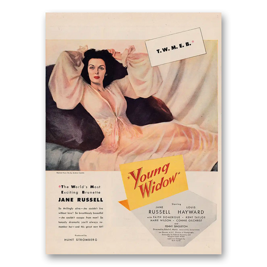 1946 Young Widow Movie Promo Jane Russell and Louis Hayward Vintage Magazine Print Ad