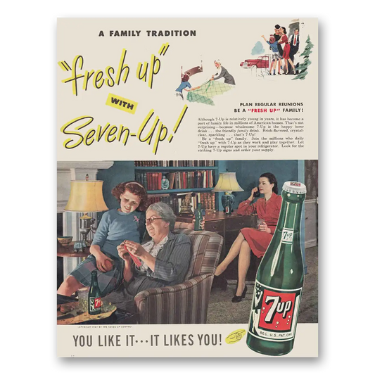 1947 7Up Fresh Up Vintage Magazine Print Ad