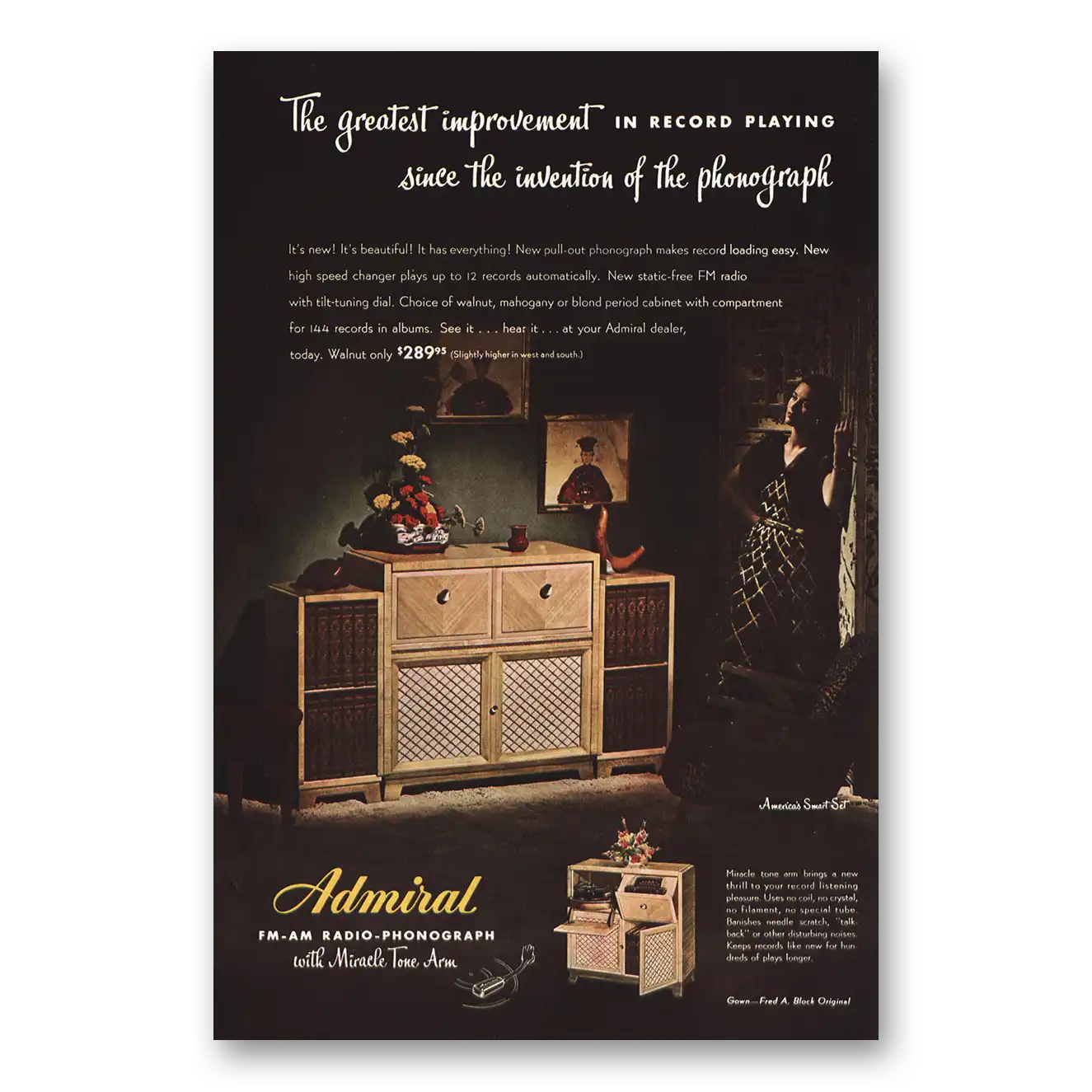 1947 Admiral Radio Phonograph Greatest Improvement Vintage Magazine Print Ad