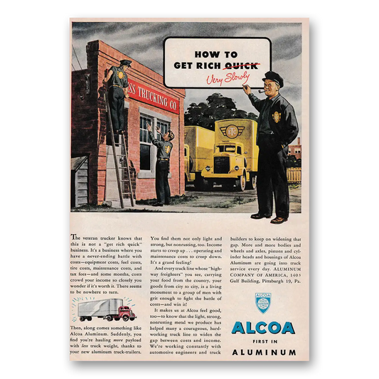 1947 Alcoa How to Get Rich Very Slowly Vintage Magazine Print Ad