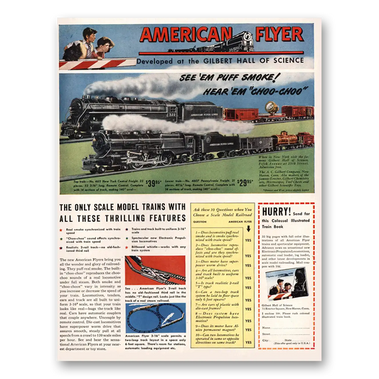 1949 American Flyer See Em Puff Smoke Vintage Magazine Print Ad